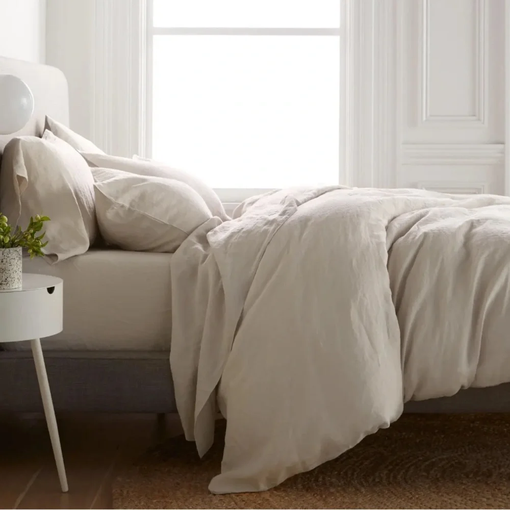 Quince 100% Linen Full/Queen Duvet Color In Natural Beige